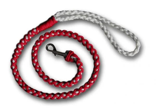 Luxury paracord dog lead red and white