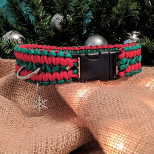 Christmas paracord dog collar festive red and green