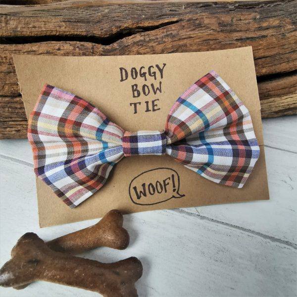 Casual check bow tie for dogs