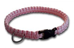 paracord dog collar cobra knot pink