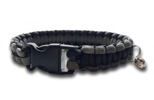 paracord dog collar cobra knot grey black