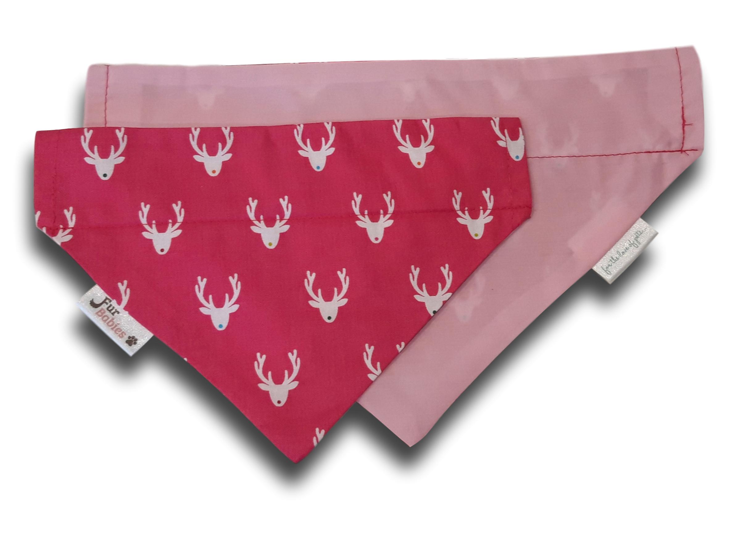 Christmas dog bandana pink reindeer