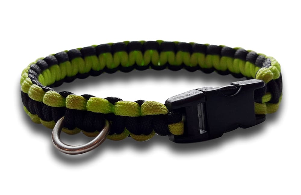 paracord dog collar cobra knot high viz