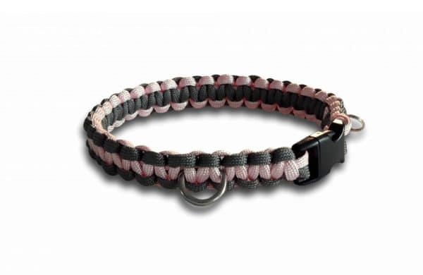 paracord dog collar pink