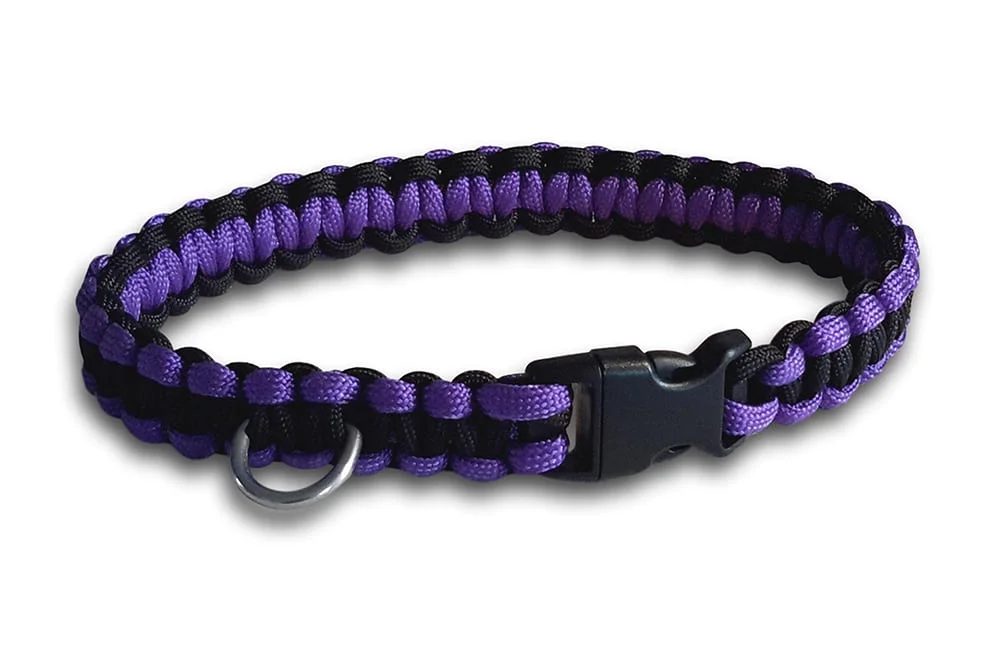 paracord dog collar cobra knot purple